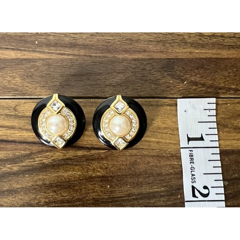 Swarovski Earrings faux pearls crystal Swan Signed Statement rare fashion - Picture 6 of 6